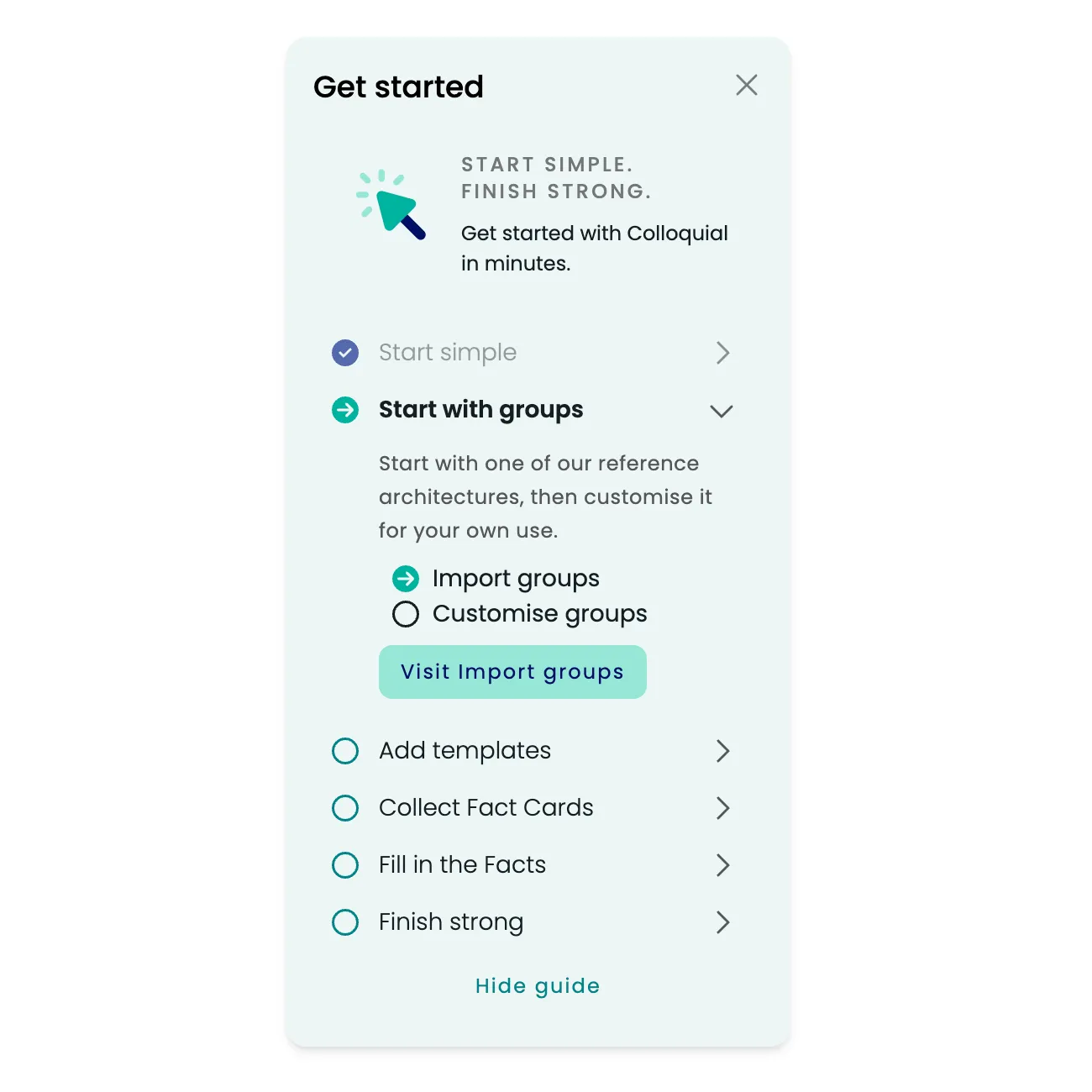 Guide wizard interface